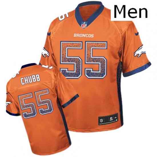 Men Nike Denver Broncos 55 Bradley Chubb Elite Orange Drift Fashion NFL Jersey